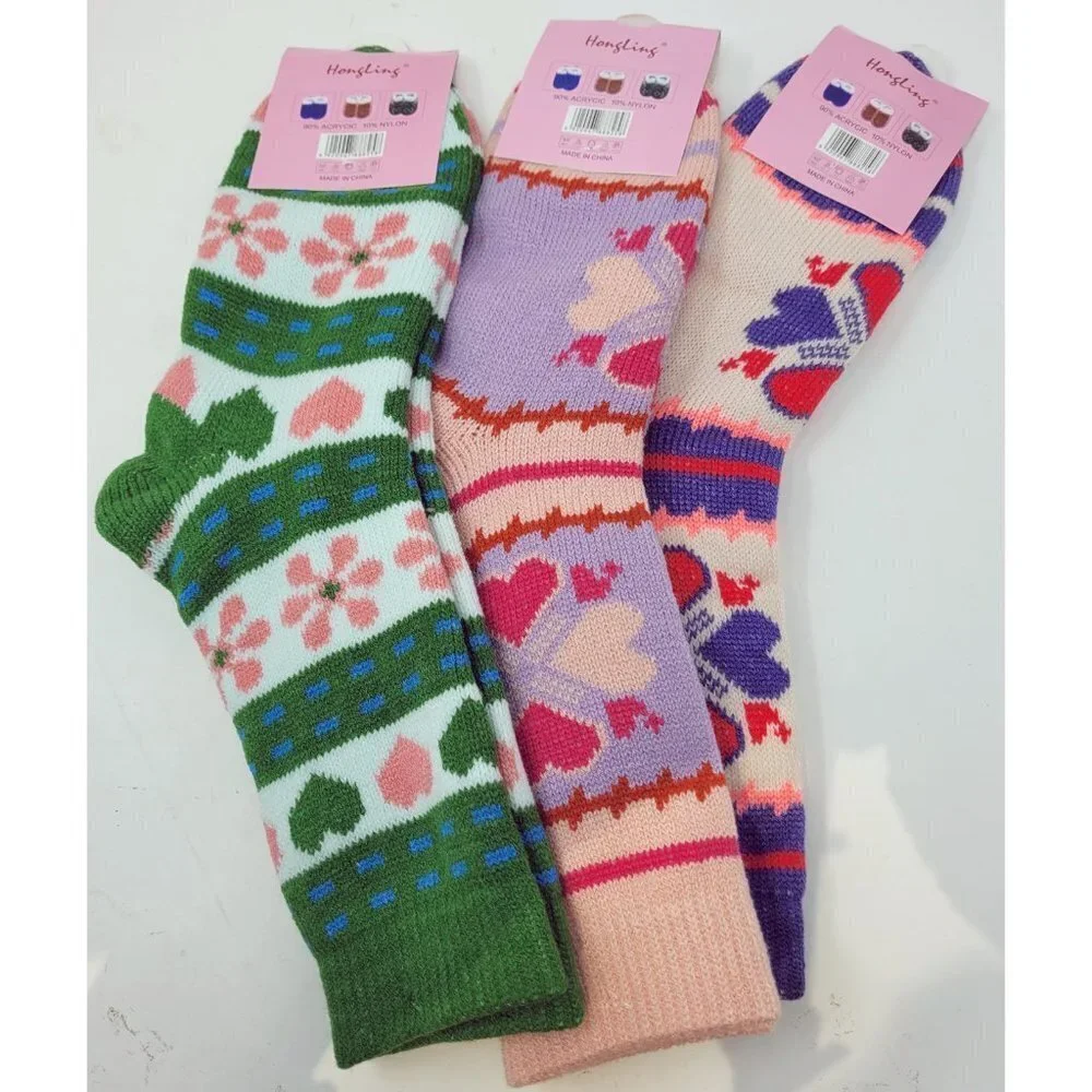 3 Pairs x Women' Fashion Thick Crew Warm Winter Socks * 9-11